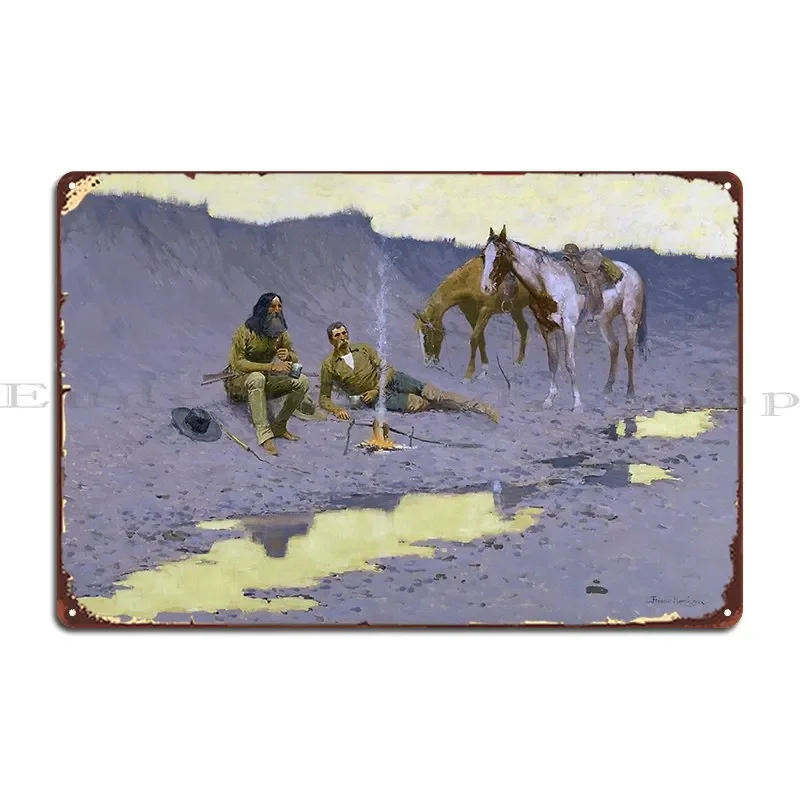 A New Year On The Cimarron Frederic Remington 1903 Metal Sign Cinema Wall Decor Wall Decor Create Mural Tin Sign Poster