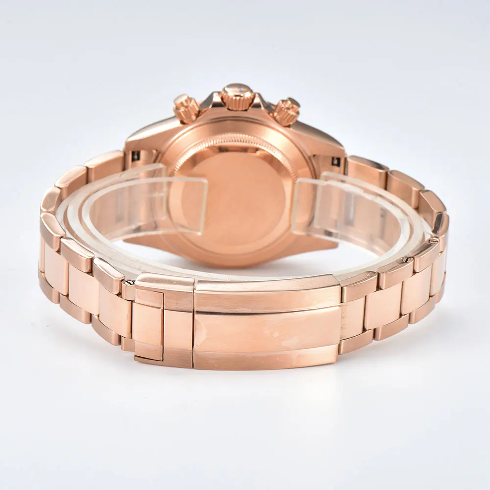 39.5mm luxury men's watch VK63 movement all-diamond dial luminous hands gold watch men's custom watch