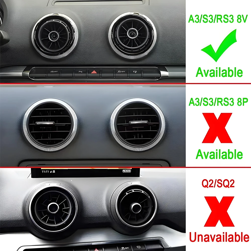 For Audi A3 S3 RS3 8V Car Phone Bracket Air Vent Mount Car Magnet Holder 360 Rotatable Support Mobile GPS Accessories