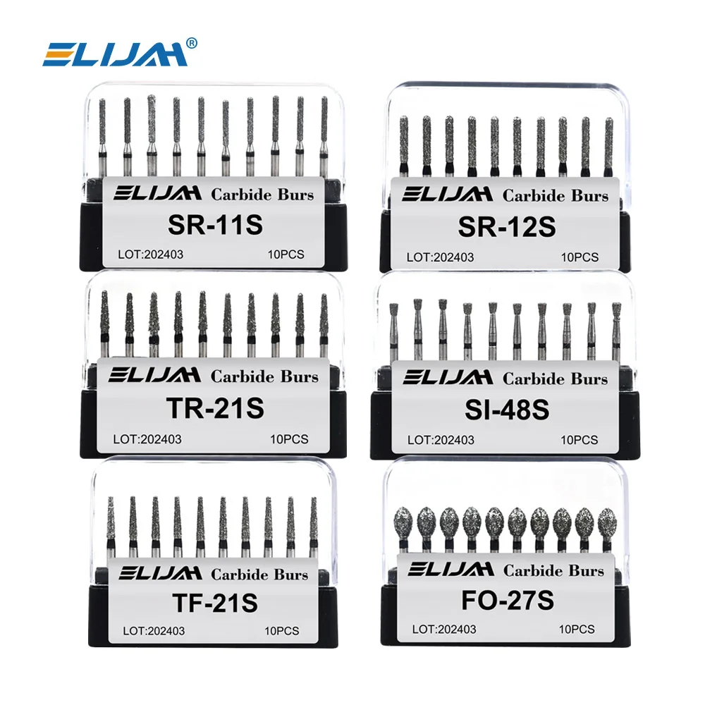 ELIJAH 10Pcs/Box Dental Super Coarse Diamond Burs FG Dentistry Strawberries Drills For High Speed Handpiece Dia.1.6mm Dentist