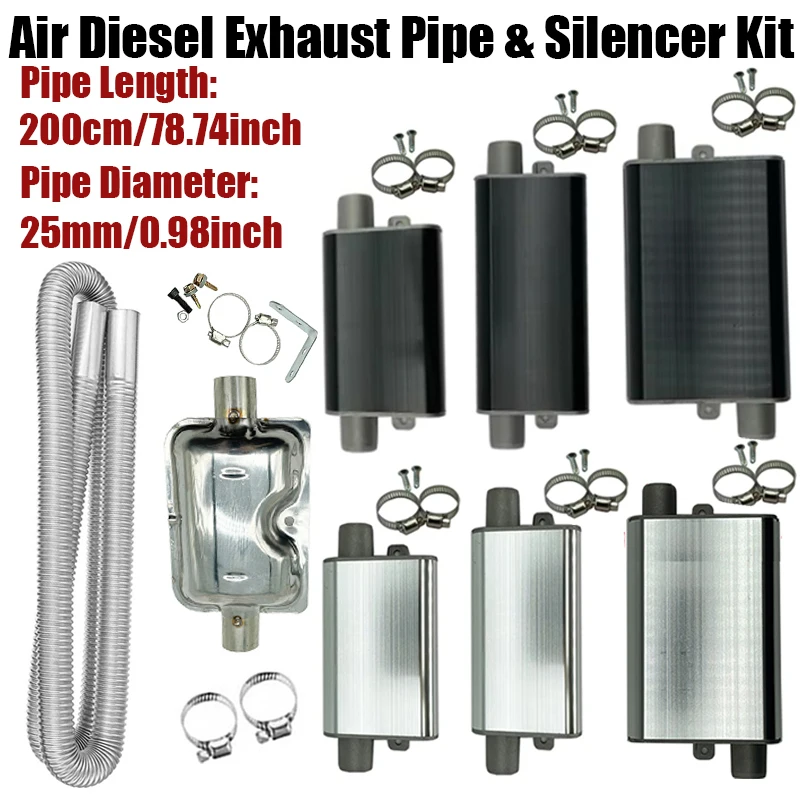 

200cm Car Air Diesel Parking Heater Exhaust Pipe Tube Hose 24mm Air Filter Muffler Silencer With Clip For Webasto Eberspacher