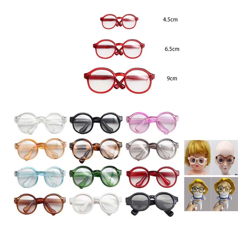 Round Frame Clear Lens Eyewear Glasses For BJD Dolls and Blythe Doll Glasses Accessories 4.5cm 6.5cm 9cm Mini Eyeglasses