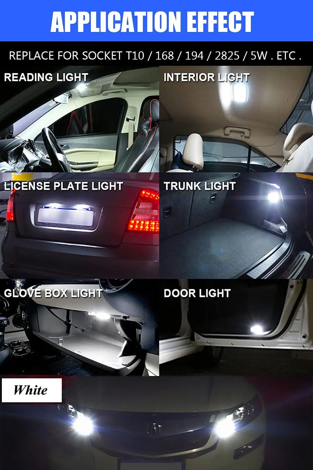 2 قطعة T10 LED لمبة W5W 194 168 192 زجاج 6000 كيلو أبيض 12 فولت قبة السيارة الداخلية/القراءة/فوتويل/المحيطة/صندوق القفازات ضوء COB