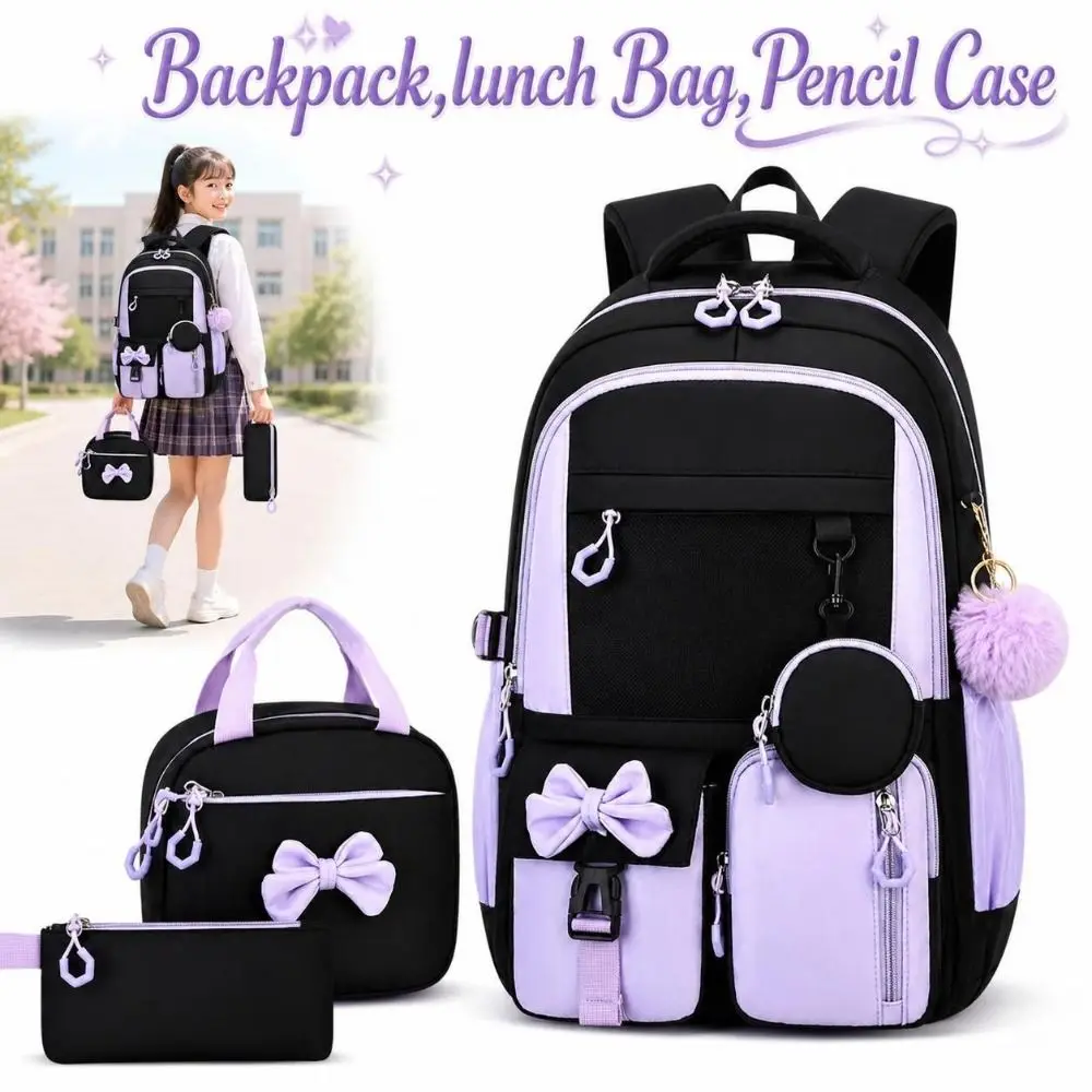 3PCS/1PC Cartoon Backpack,lunch Bag,Pencil Case Set Lightweight Large‑capacity School Bookbag Waterproof Multilayer