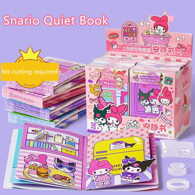 Sanrio Kawaii Reusable Cartoon Sticker Book Multiple Scene Creative DIY Sticker Book Kids Educational Learning Classic Toys