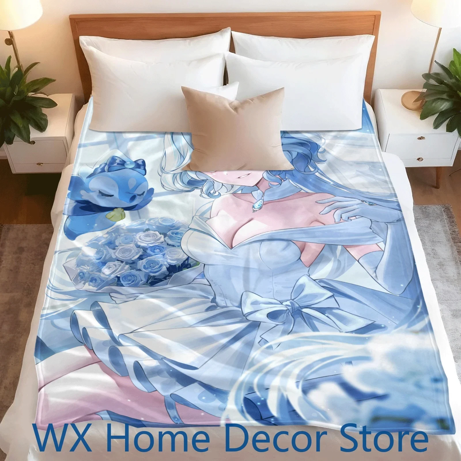 Exclusive Genshin Impact Furina Plush Blanket (150x200cm)  Hyper Warm Hydro Themed Gift for Anime Fans