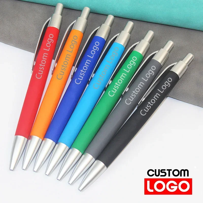 Business Gift Pen Custom Logo Hotel Conference Round Beads Pens Color Advertising Pen Office Supplies Lettering Engraved Name