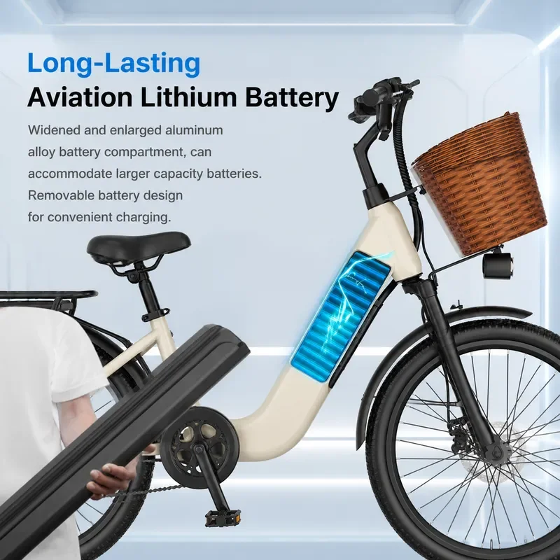 Flying Pigeon Detachable Battery Electric Mountain Bike Lithium Power Men Women Commuting Light E-Bike