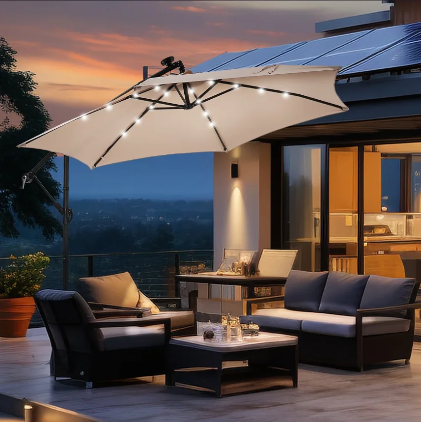 ร่มกลม LED สีสันสดใสแบบกำหนดเอ - Outdoor Furniture Factory บทวิจารณ์และราคา