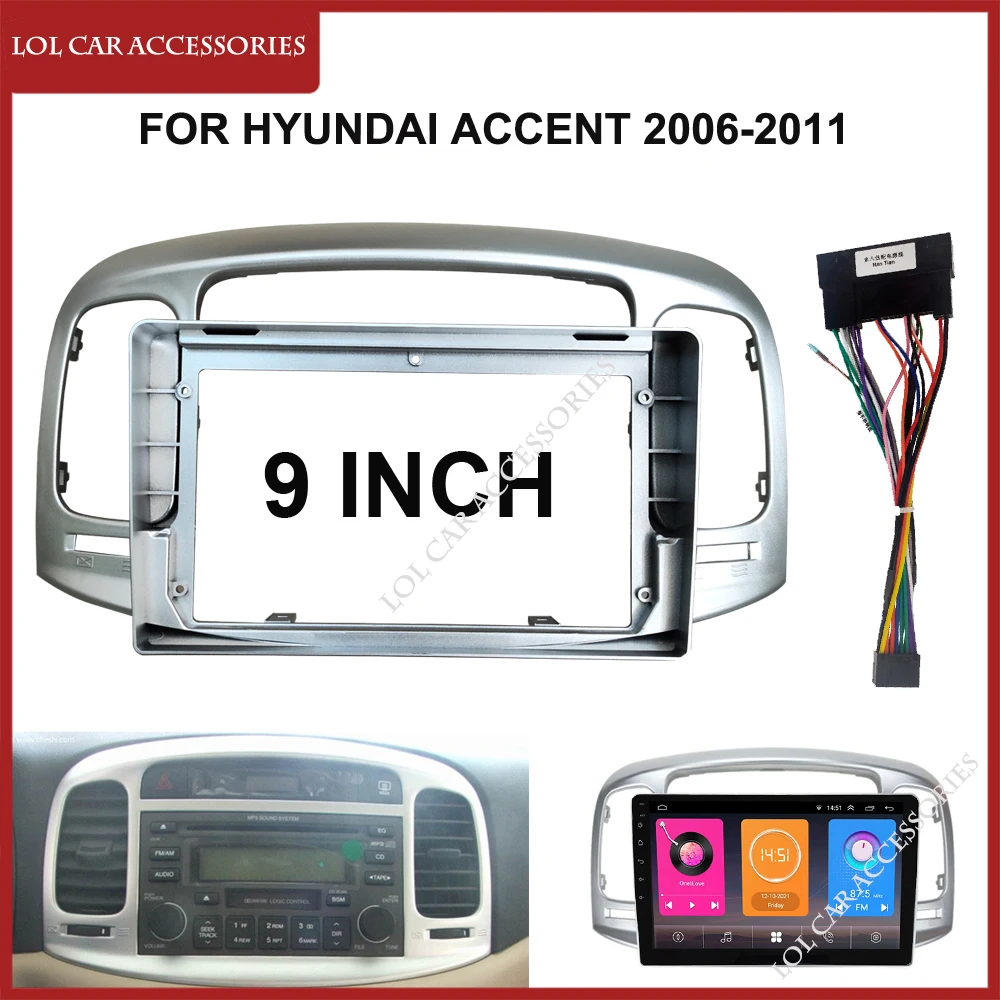 

9-дюймовый автомобильный радиоприемник для HYUNDAI Accent 2006-2011, стерео, Android, MP5, GPS-плеер, 2 Din, головное устройство, корпус, рамка, крышка для приборной панели