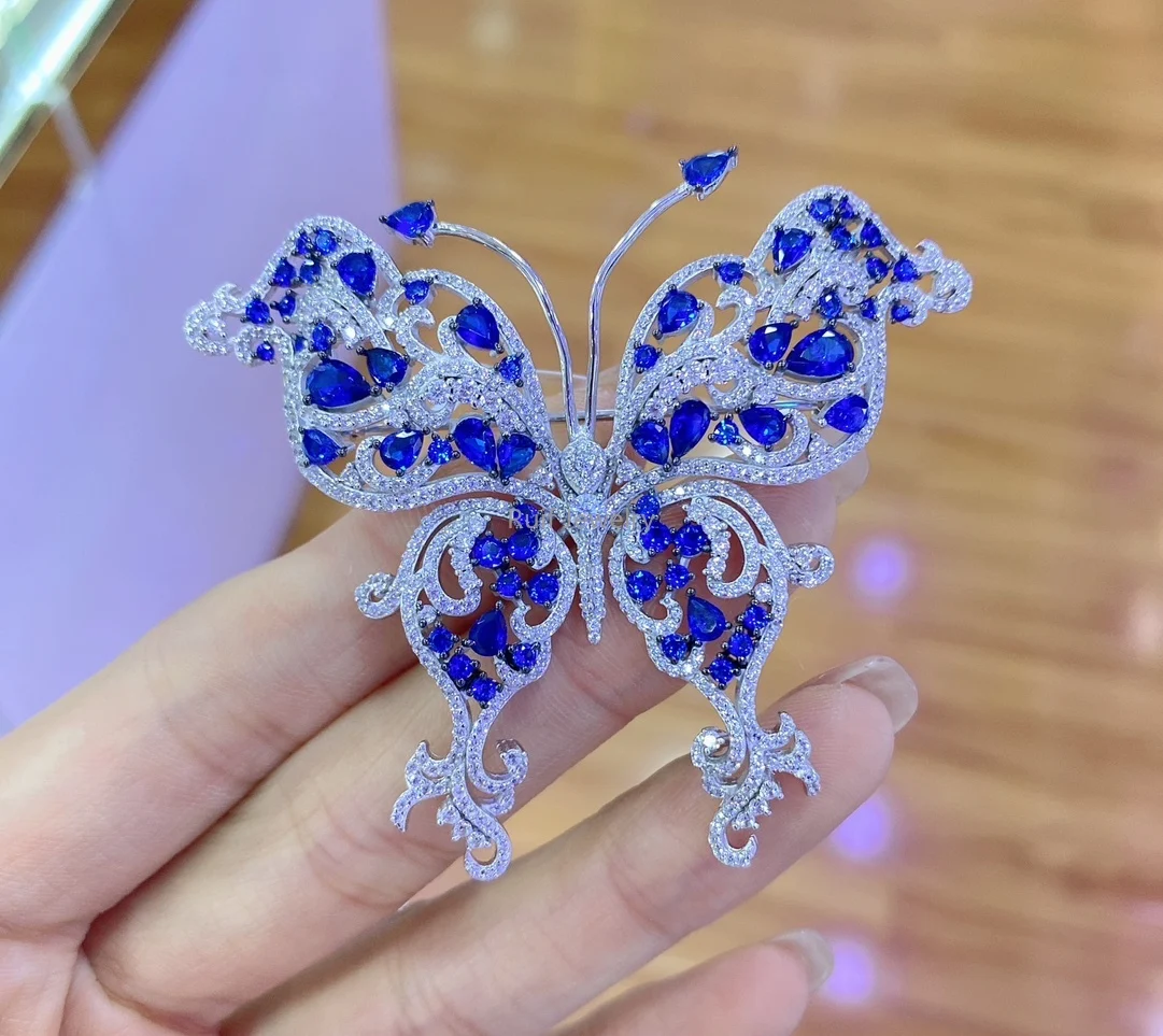 Ruif Light Luxury 925 Silver 57×70mm  Butterfly Brooches for Women Engagement Charm Jewelry