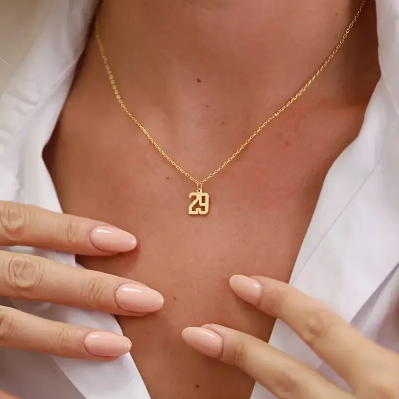 

Custom Numbers Necklace For Women Personalized Initial Digital Stainless Steel Necklace Punk Charm Hip Hop Chain Party Jewelry
