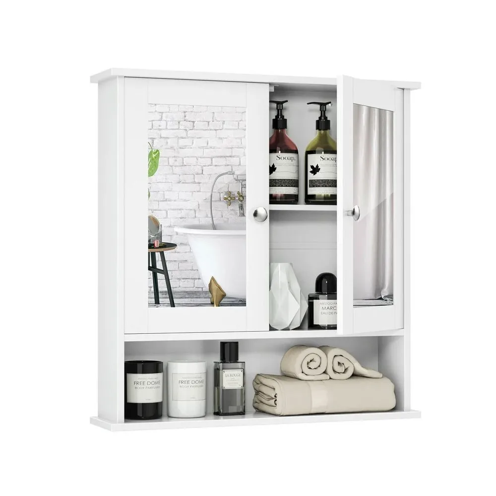 

Bathroom Wall Mount Medicine Cabinet with Mirror Doors Storage Cabinet 3 Shelf Organiser for Bathroom Essentials and