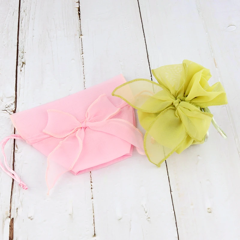 40pcs 13.5*9.5cm Colored Mesh Bag Christmas Gift Bag Wedding Candy Bags Sweet Bow-Knot Organza Gift Bags for Home Decoration