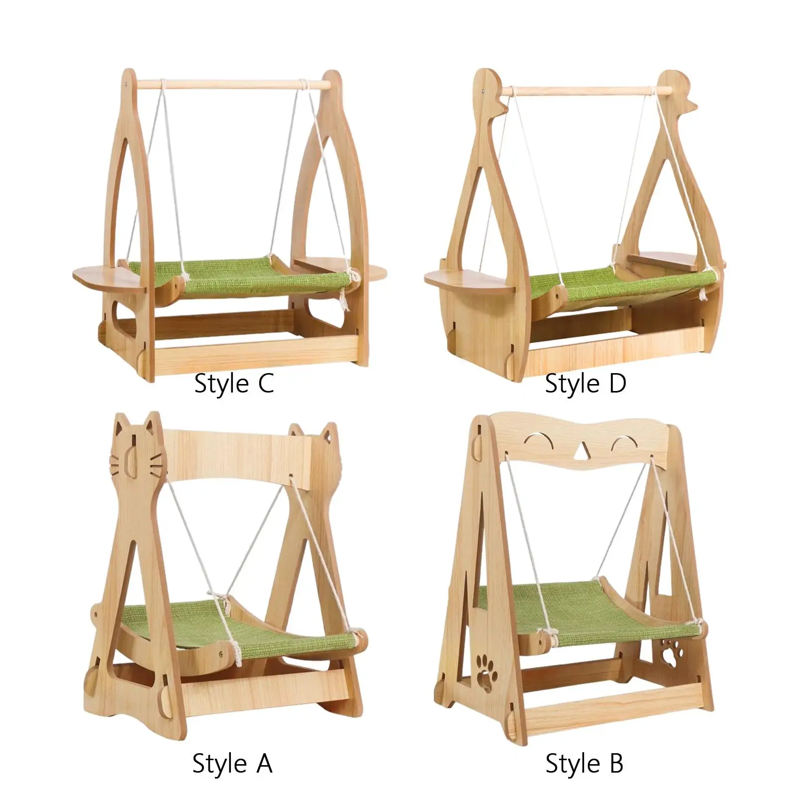 Cat Hammock Lounger Cat Bed Durable Wooden Frame Pet Hanging Swing Elevated Pet Bed Cat Chair for Indoor Cats Easy Assembly