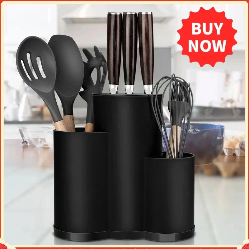 Knife holder Multi-Function Utensil stand Knife Block PP Flatware Drainer Storage Box Spoon Fork Kitchen Organizer Rack