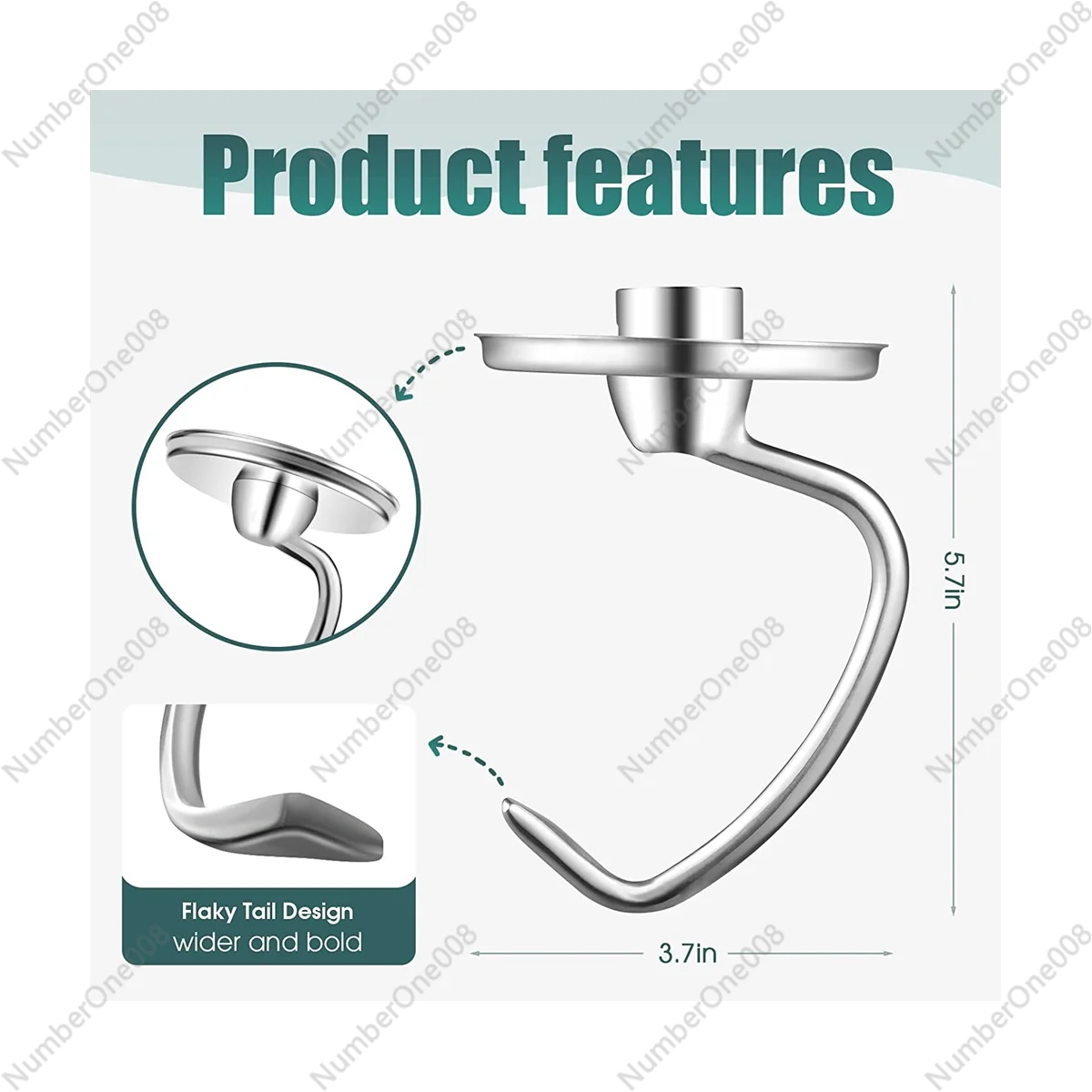 Stainless Steel K45DH Dough Hook Attachment for KitchenAid 4.5-5Q Ttilt-Head Mixer Parts Accessorie