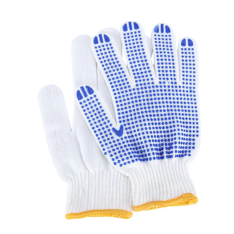 Plastic Yarn Gloves  Cotton Antiskid Point Bead Gloves Car Repair Gloves Outdoor Antiskid Point Glue Glove work gloves