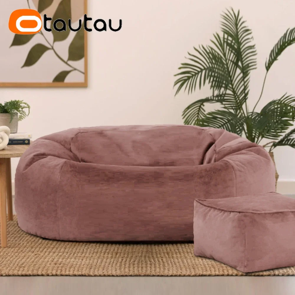 OTAUTAU 2-seat Thick Velvet Bean Bag Cover DD152【No Filler Inside! You Need To Buy Filler By Yourself !】