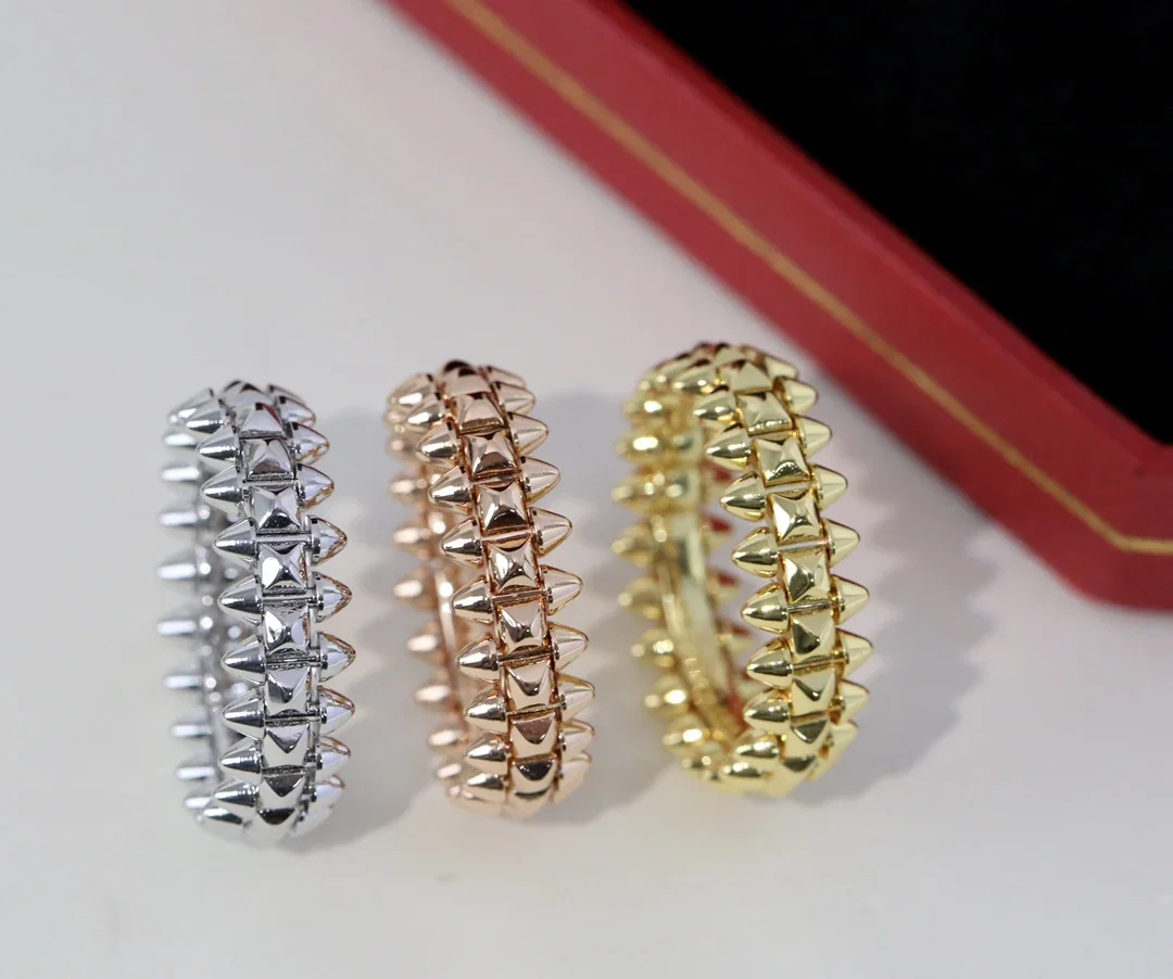 New Hip-pop Famous Brand Luxury Jewelry For Women Men Marking Rivets Steam Punk Ring Clash Party Lozenge Geometric Rings logo