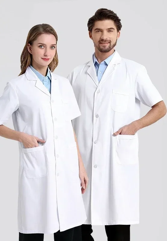 Weißer Laborkittel mit langen Ärmeln, Unisex, Krankenschwester, Arzt, College-Student, Laborkittel, Arztuniform, Arbeitsuniform
