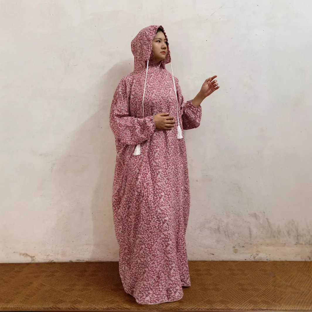 أزياء المرأة المسلمة مقنعين الصلاة عباية رداء برقع طباعة الأزهار المرأة المسلمة فستان متواضع الحجاب الملابس عباي Burqas