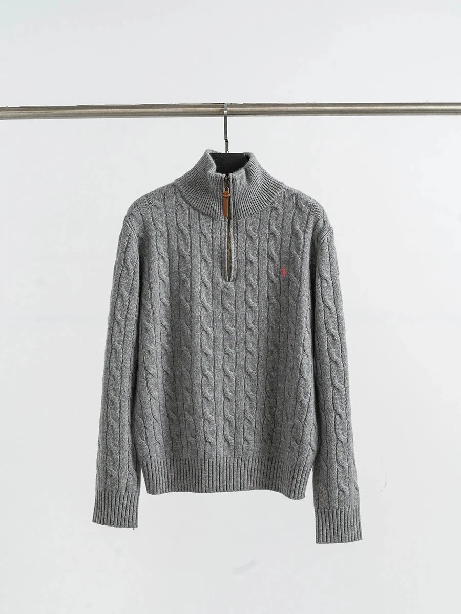 

Lavi Old Money Sle f Zip High Collar Camere Sweater Embroidered eep Wool Knitwear Winter Thiened Long Sve Cre...