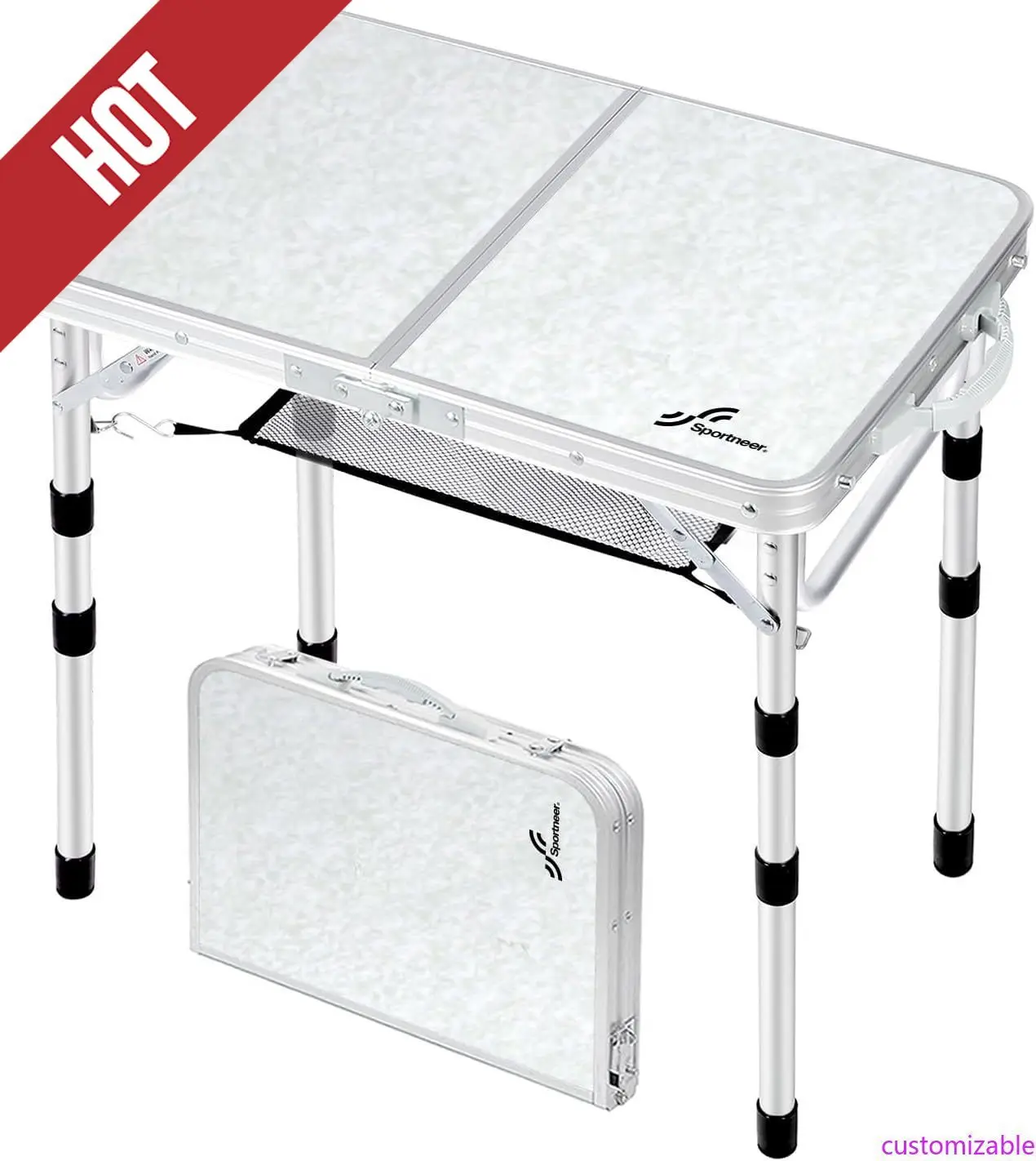 Customizable-Camping Table: Adjustable Height Small Folding Table 23.6