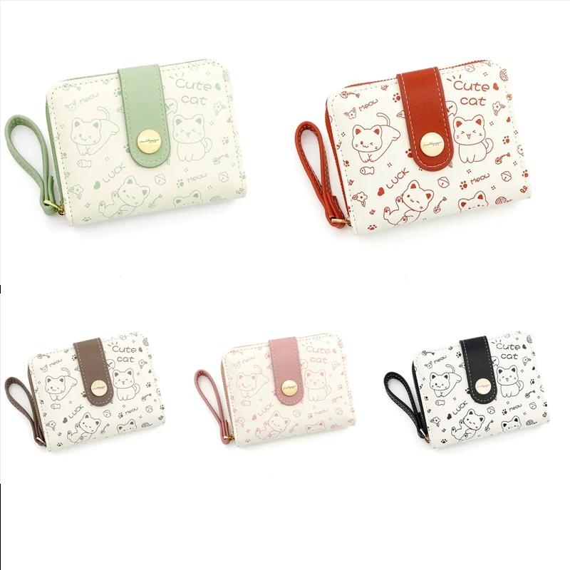 جديد لطيف القط الفتيات المحفظة قصيرة معرف الطالب حامل بطاقة البنك حقيبة المال سستة محافظ للنساء مفتاح تخزين محفظة محفظة نسائية للعملات المعدنية #2