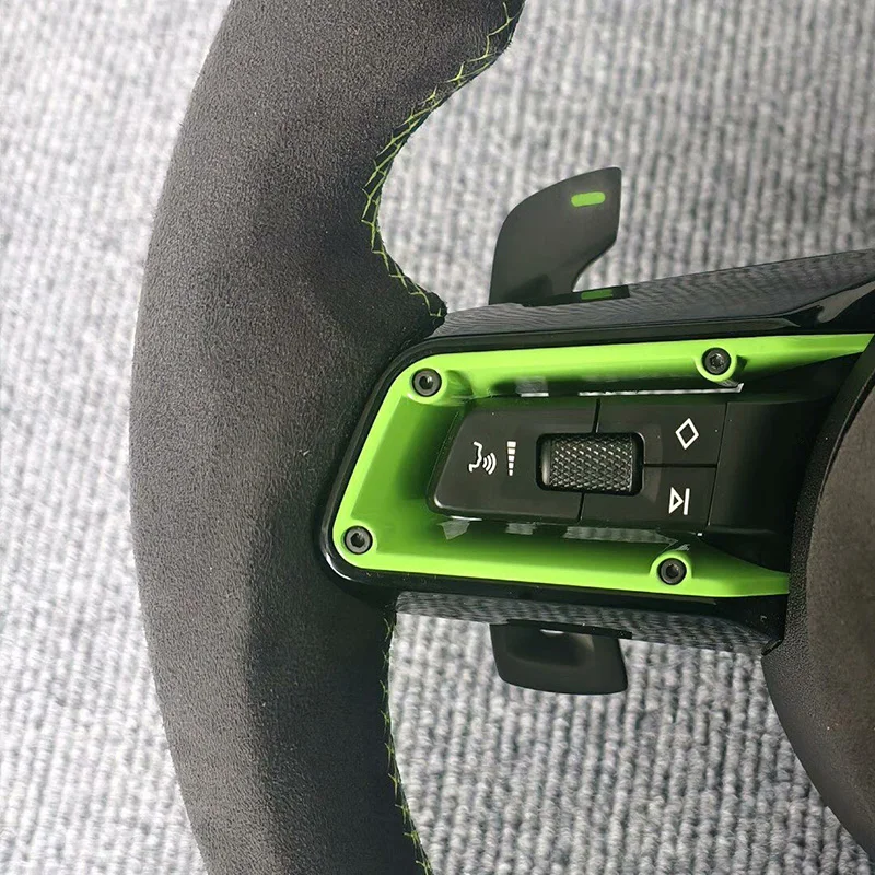 Green Accent Suede Steering Wheel with LED Indicator Lights, Old-to-New Upgrade view 2
