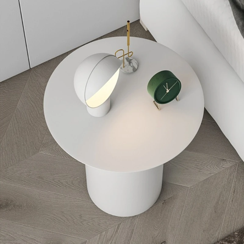 

Nordic Style Coffee Tables Modern Minimalist Bedroom Bedside Table Round Creative Storage Rack Light Luxury Iron Small Desk