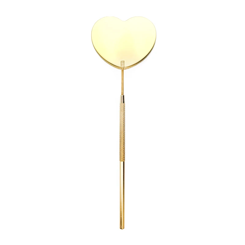 New 1Pcs Long Handle Heart Shape Magnifying Checking Hand Mirror Eyelash Extension Mirror Lash Lifting Supplies Stainless Steel