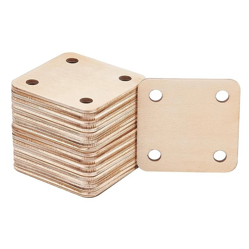 Tarjeta para tejer de superficie lisa cuadrada de madera, tarjetas de telar con 4 agujeros, herramientas de tejer hechas a mano para telar, suministros de tejido, 12/24/36 Uds.