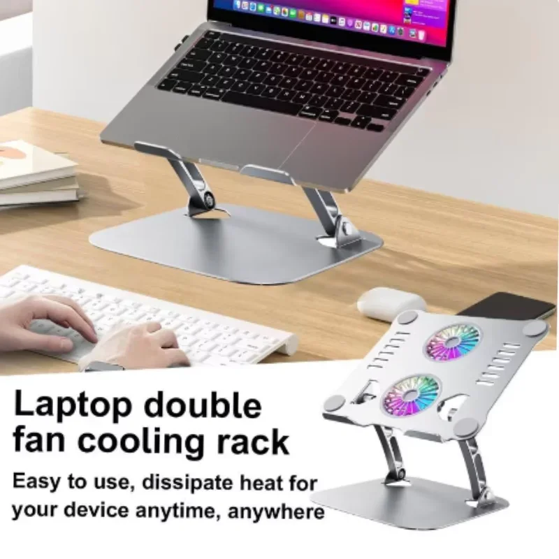 Universal  Aluminum Alloy Radiator Stand Portable Laptop Foldable Bracket with Air-cooled Game Cooler for Tablet/ Flat/ Notebook