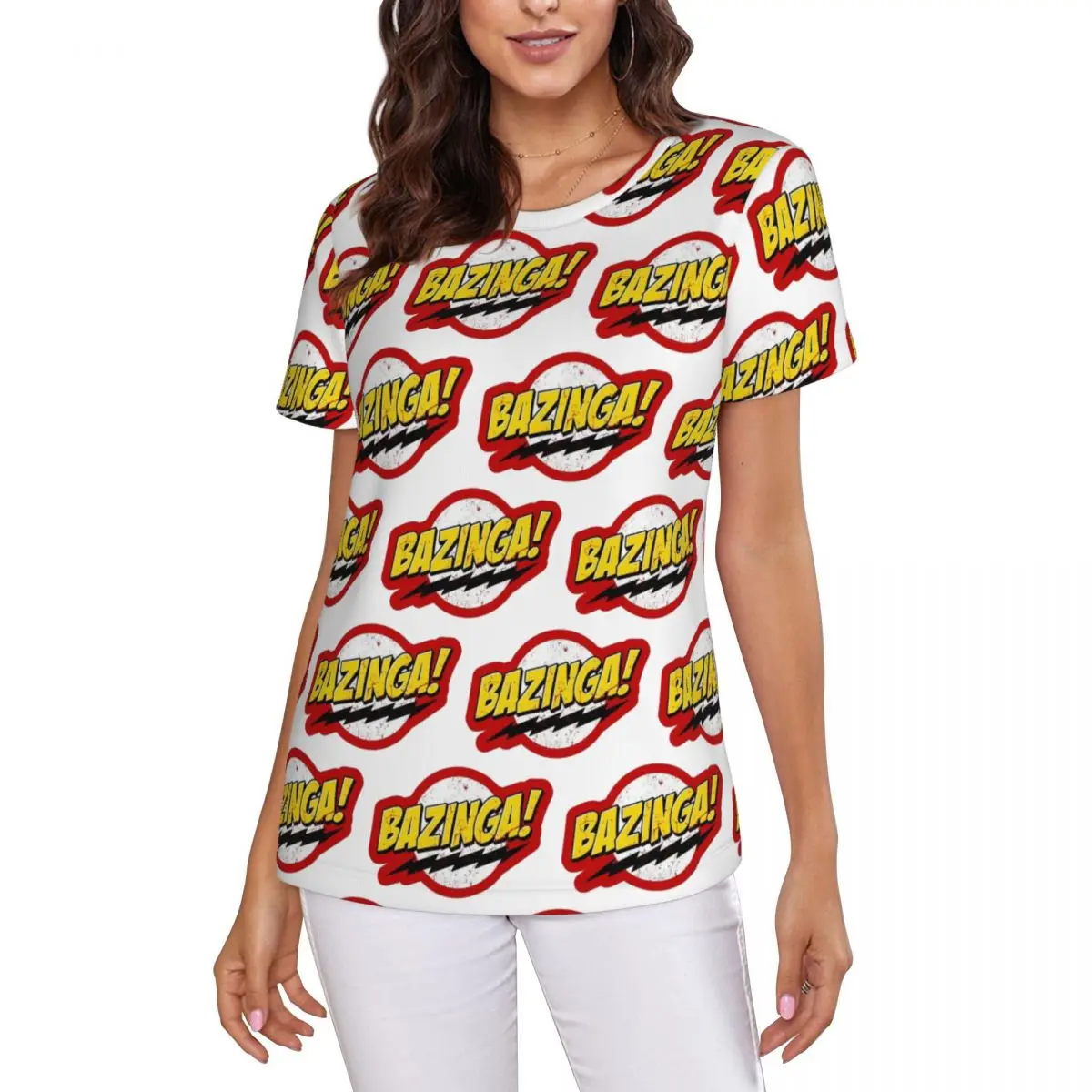 Bazinga The Big Bang Theory T-Shirt à manches courtes pour femmes, vêtements à col rond, en coton, Streetwear d'été