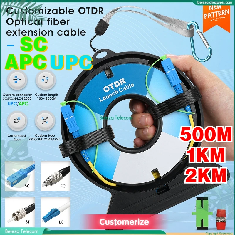 

OTDR 2pcs Dead Zone Eliminator Fiber Rings Fiber Optic OTDR Launch Cable Box 500M 1Km 2Km SM 1310/1550nm SC UPC/APC testor