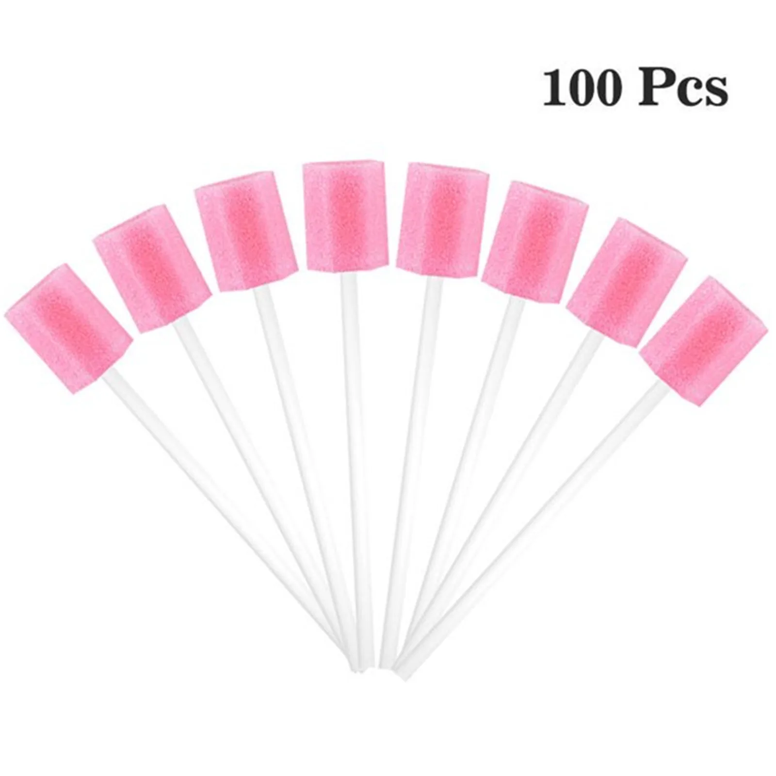 100pcs Disposable Oral Care Sponge Swab Tooth Cleaning Mouth Swabs With Stick Sponge Head Cleaning Microbrush Swab Cotton Buds