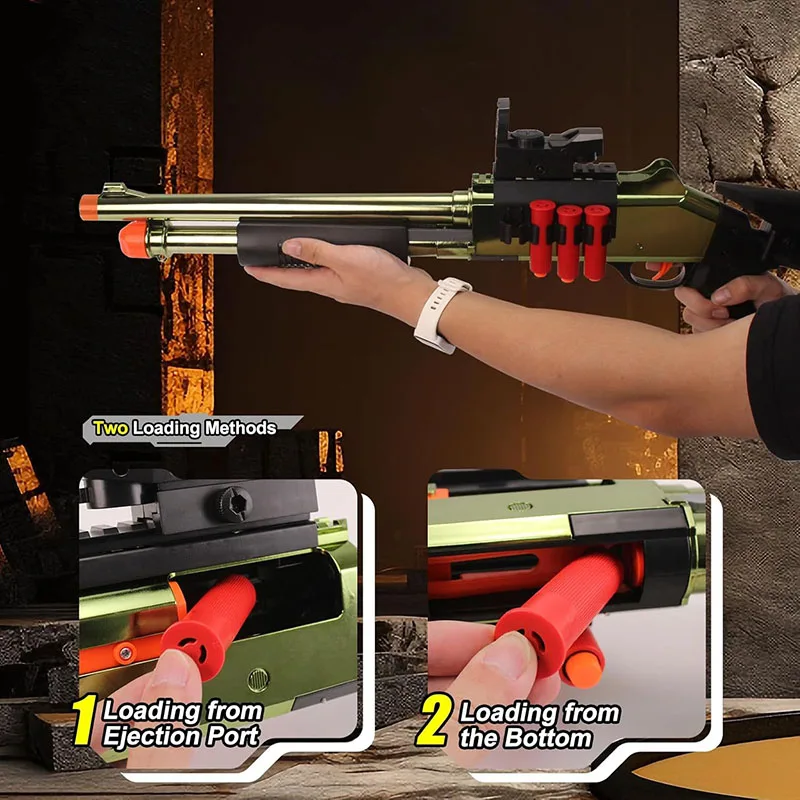 2PCS-Toy Shotgun Handmatig laden en leeg schuimuitwerpontwerp met kogels Schuimspeelgoedpistool