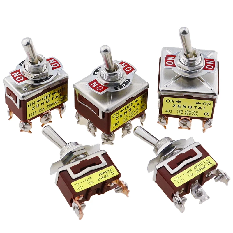 High Quality 1PCS E-TEN1021 1221 1321 15A/250V 6 pin Waterproof Switch Cap On-Off-On ON-OFF Miniature Toggle Switches Brown