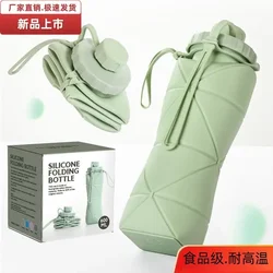 Outdoor Camping Hiking Portable Travel Telescopic Water Cup Foldable Anti Drop High-temperature Resistant Silicone Sports Bottle