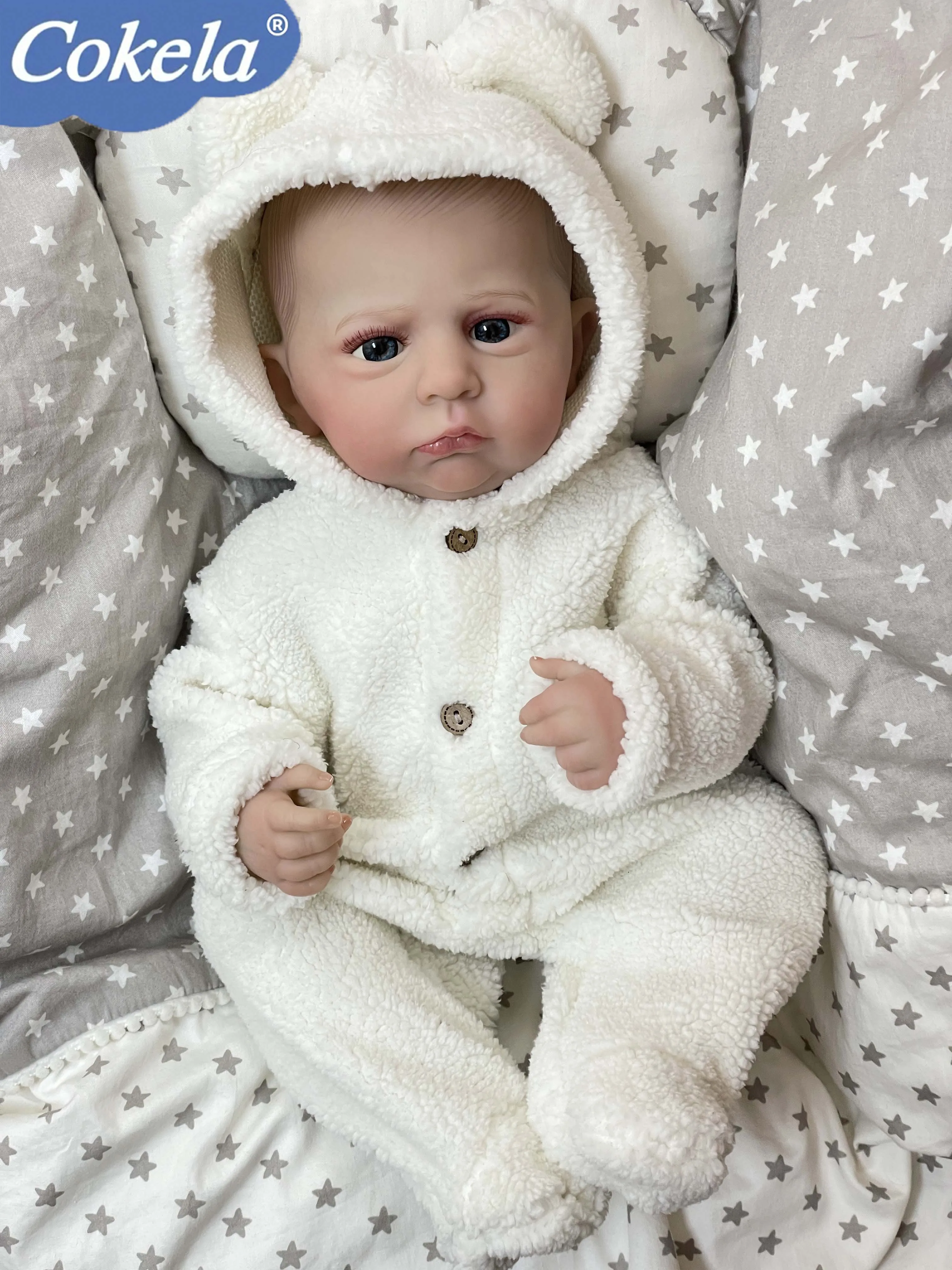 

Реалистичная кукла Cokela, 19 дюймов/48 см, милая виниловая кукла, настоящая мягкая на ощупь детская игрушка, кукла с ручным рисунком волос, силиконовая кукла Reborn Baby