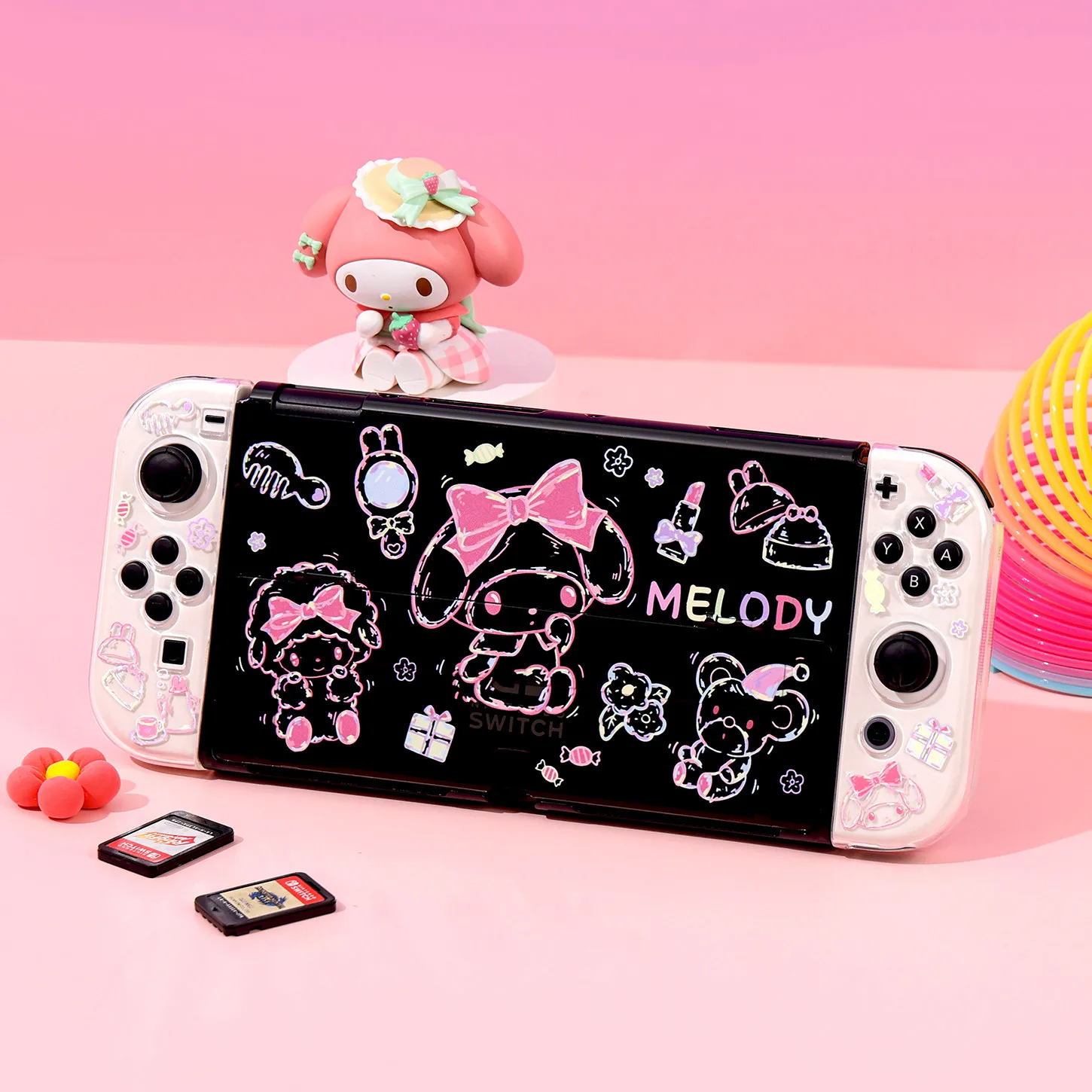 Kawaii Hello Kitty My Melody Transparent Case for Nintendo Switch 2 OLED NS Console Cinnamoroll Kuromi Dockable Joy-Con Cases view 4
