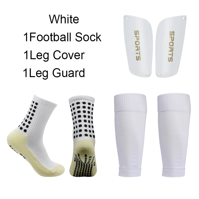 3 Piece Set New Breathable Men Women Anti-slip Football Grip Socks Leg Guards Outdoor Soccer Training Cycling Sports Leg Cover