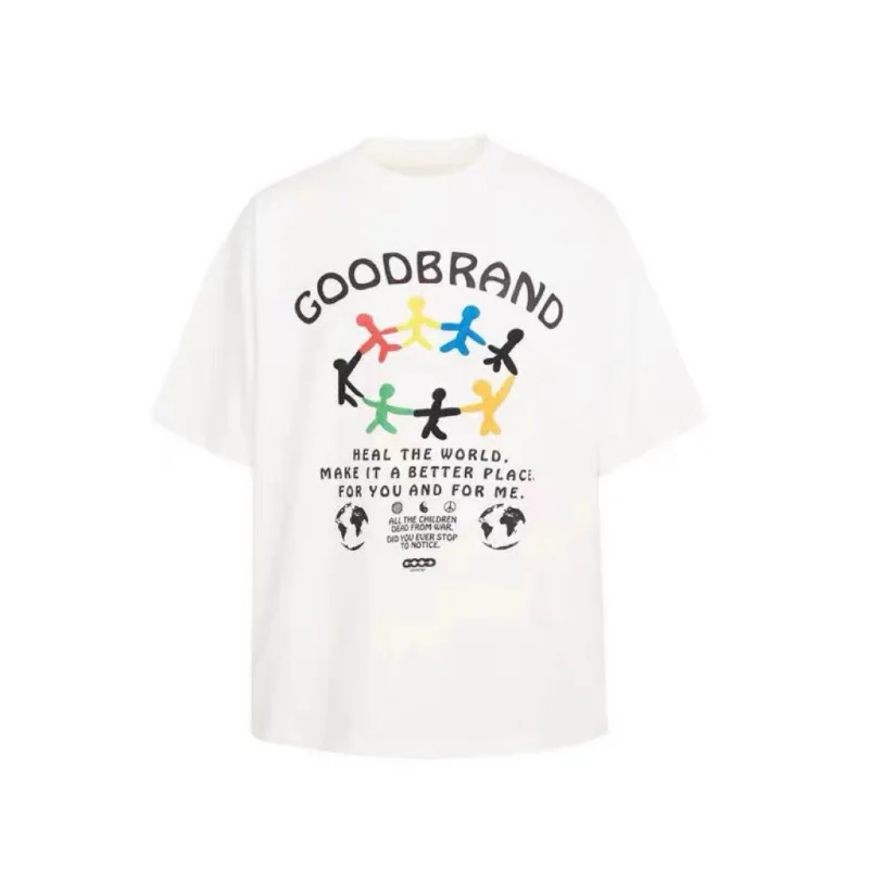 2026 Goodbrand Fashion HEAL THE WORLD Theme Print Short-Sleeve T-Shirt for Men and Women