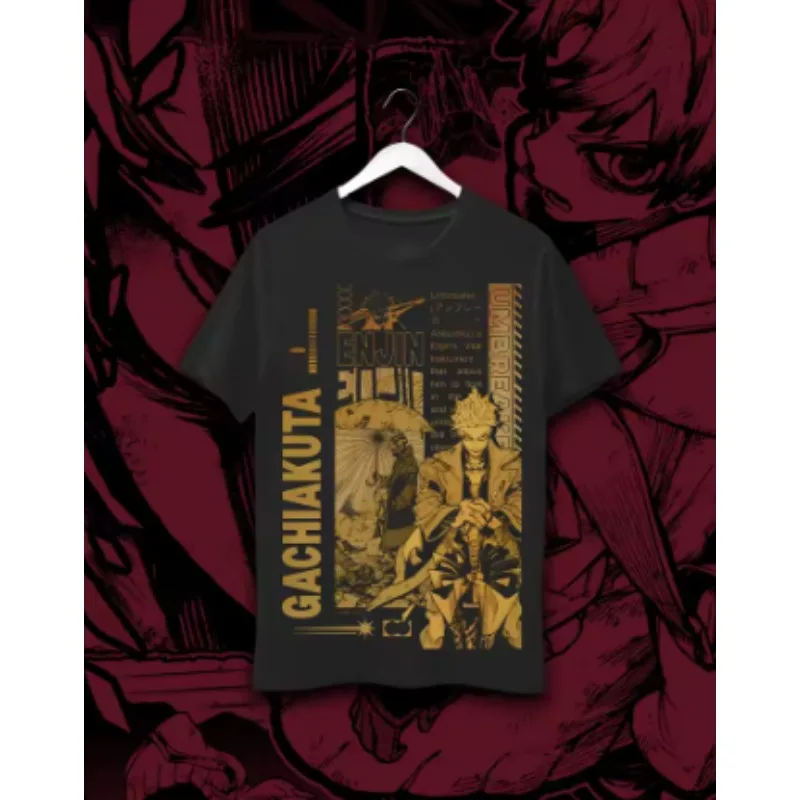 Gachiakuta Rudo Enjin Printed T-shirt Men Women Street Oversized Y2k Tee Japanese Anime Manga Streetwear Female Male Clothing