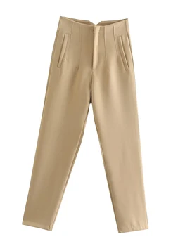 Willshela Women's High-Waisted Straight-Leg Pants 4 Willshela Women Fashion Straight Pants High Waist Front Zipper Trousers Vintage Full Length Female Chic Lady 4