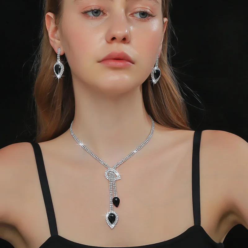 

Bridal Women's Set European and American Cross-Border New Jewelry Necklace Earrings Wedding Dress Elegant Bracelet Versatile