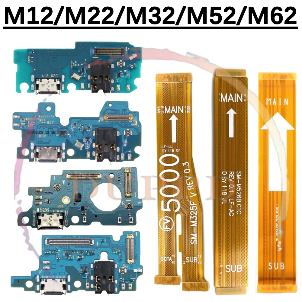 

USB Charger Connector Charging Port Board For Samsung Galaxy M52 M526B M62 M32 5G M22 M12 Motherboard Flex Cable