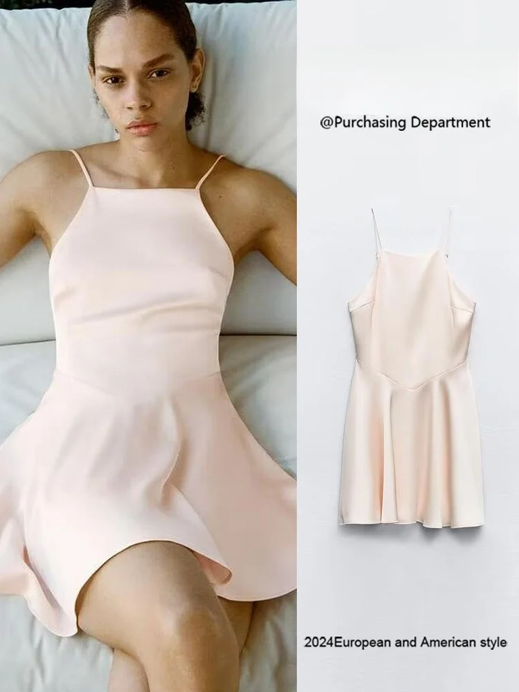

Summer New Arrival Women's Faionable ort Silk Satin Gown Strapl Svel High Waist Par Dr Ele Simple Design