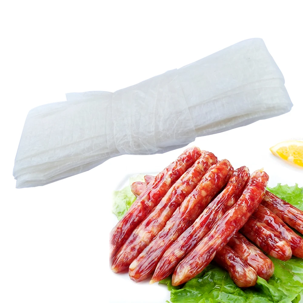 2.6 Meters Dried Slim Sausage Casings Width 28mm-Diameter 18mm BBQ Salami Meat Packaging Smoked Sausage Making Kitchen Tools